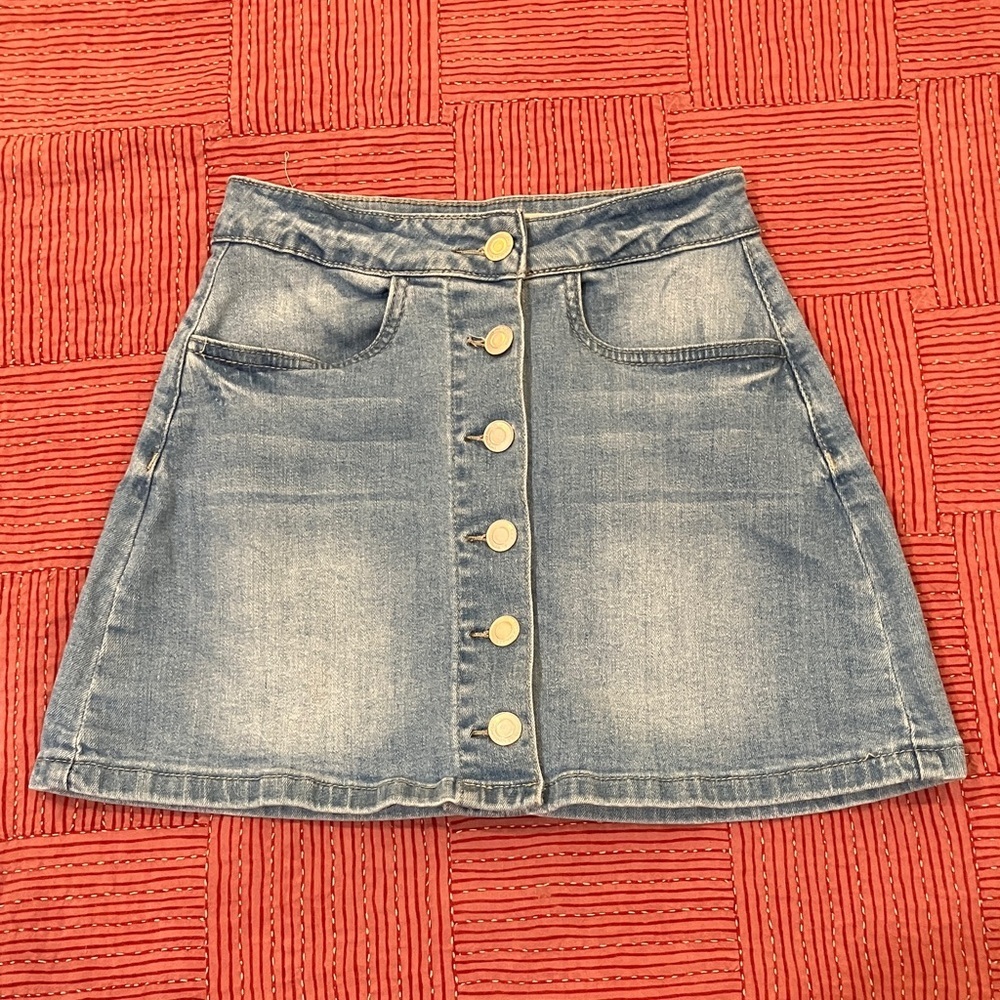 Streetwear Society size XS faded Blue Denim A-Line Skirt W24
